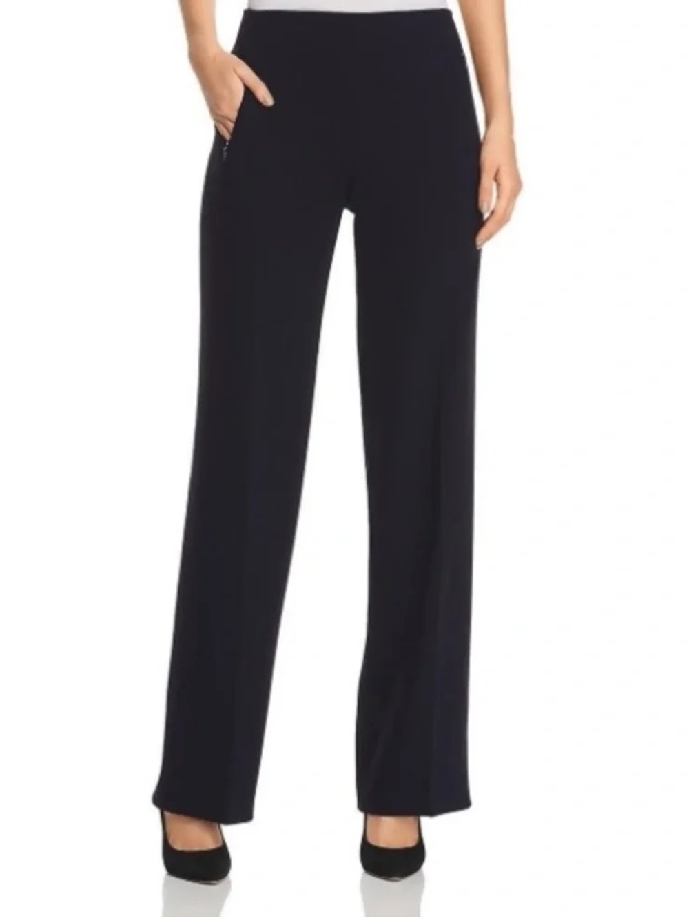 Elie Tahari Odette Women's Black Wide-Leg Pull-On Pants size 6